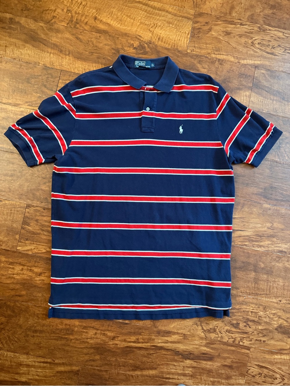 Polo Ralph Lauren Mens XL Striped Red/Blue Short Sleeve Collared Pony